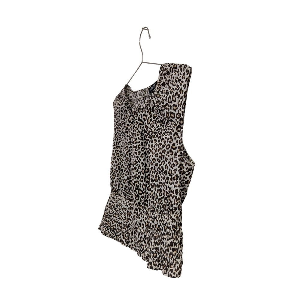 J. Crew Hyacinth Top Smocked Contemporary Cotton Poplin Neutral Leopard Print M - Picture 3 of 7